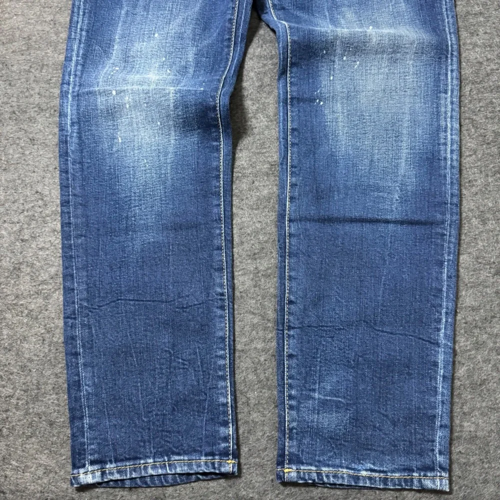 Dsquared2 Skinny Dan Jean Blue Distressed ICON Patch Jeans Size 54 IT (36x29)